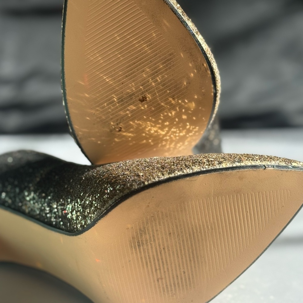 JustFab Sparkling Gold and Black Heels Size 9.5 - Picture 8 of 8